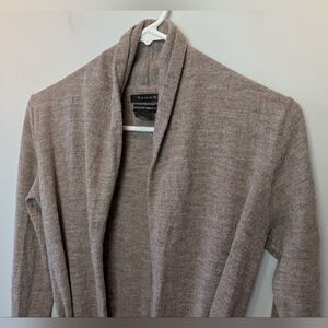 TAHARI Beige Cream Women Long Cardigan Size XL 100% Merino Wool Long Sleeves